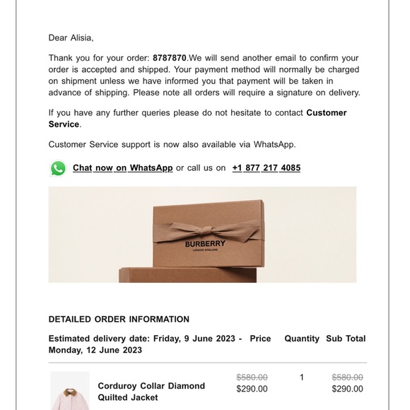 Burberry Kids Light Pink Quilted Puffer Jacket - Picture 10 of 10